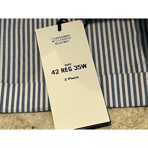 $698 Polo Ralph Lauren Blue Cotton Seersucker Suit 42R 35W NEW WITH TAGS Modern - Picture 4 of 11